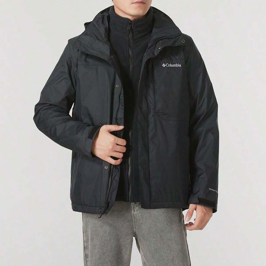 Columbia 男士 Tieton Loop™ II 多功能外套，简约轻便运动休闲羊羔绒三合一，WE6508010 - 黑色 - 查看 1