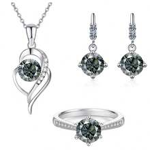 3pcs Jewelry Set: 1ct Moissanite Necklace + 1ct Moissanite Ring + 0.5ct*2 Moissanite Earrings, Suitable For Women's Daily Wear, Wedding & Engagement - One Set Of 1CT + 1CT + 0.5CT*2 - View 11