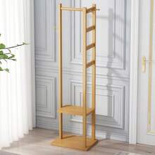 Kleiderständer aus Bambus, Garderobe für den Eingangsbereich, Kleiderständer aus Holz mit Stange, Ablageflächen, Kleiderhaken, für Haus, Schlafzimmer, Wohnzimmer - Maple - Übersicht 3