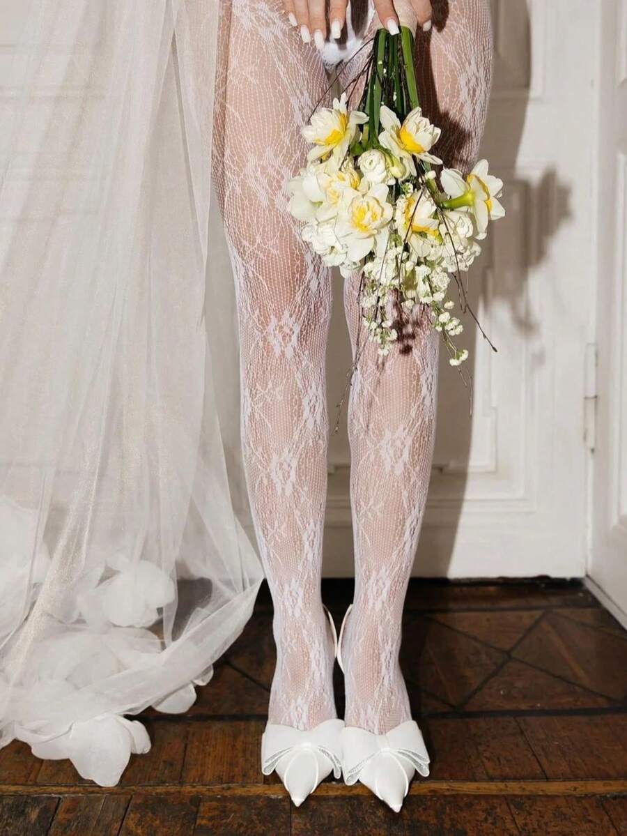 1双别致蕾丝风连裤袜 - 性感妩媚的尼龙丝袜，尽显办公室优雅气质 - 彩色 - 查看 1