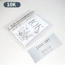 1pc 12-Month Envelope Savings Challenge Binder, 2.5K/5K/10K Savings Challenge Binder, Clear PVC A6 6-Ring Money Saving Organizer For School Supplies,Budgeting & Financial Planning - Clear - View 11