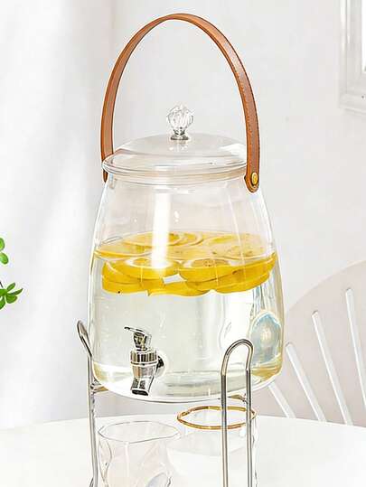 1PC High-Quality, Large Capacity, Cold Drink Dispenser/Beverage Dispenser With Tap, Airtight Lid, And Handle, Easy To Clean, Suitable For Cold Brew Tea, Homemade Juices, Drinking Water, Milk, Perfect For Home Kitchens, Restaurants, Parties, And Hotels.