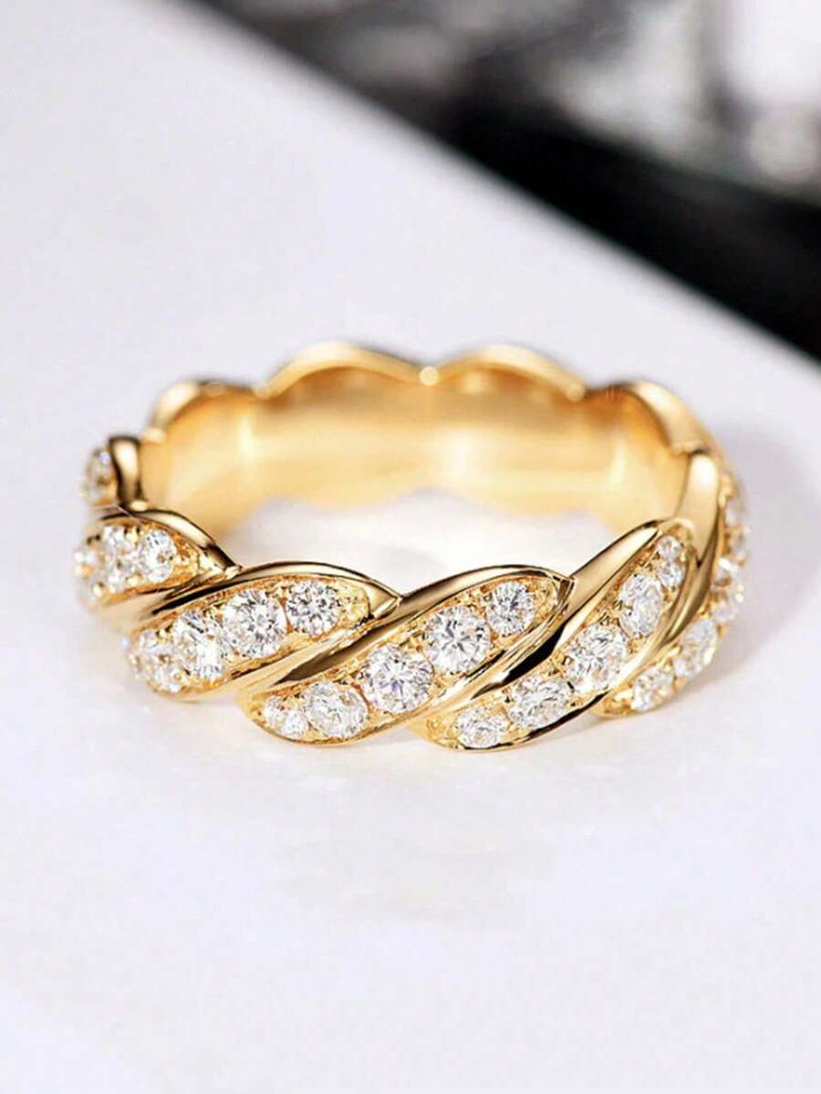 1 PC Luxury Cubic Zirconia Ring For Women For Wedding Engagement Anniversary Party Jewelry Valentine's Day Gift - 1# - View 1