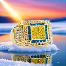 新款欧美时尚方形机械蓝男女戒指热卖 - 金黃色 - 查看 2