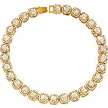 2件装嘻哈风时尚狗狗项链，时尚链镶嵌立方氧化锆，经久耐用，适合小型/中型/大型犬 - 彩色 - 查看 6