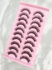 Hinarin 10 Pairs Half Lashes Clear Band Eyelashes Cat Eye False Eyelashes Short Soft 3D Faux Mink Eyelashes Soft Natural Fake Lashes For Parties And Daily Makeup - Black - View 7
