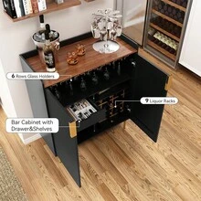 Mueble Botellero Independiente Con Estante Para Cinos, Aparador Para Sala de Estar Cocina - Negro - Ver 3