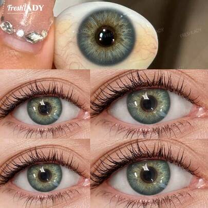 FRESH LADY Freshlady 1 Pair 14.20mm Blue , Yearly Contact Lenses, 40% Water, Natural Look Contact Lenses, Comfortable Daily Wear For Makeup & Holidays