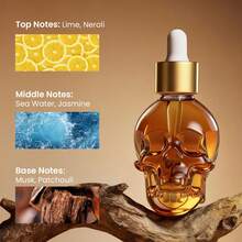 FLATPEA 男士古龙水香氛油，蓝色水晶香水油，时尚男士骷髅蓝古龙水油，独特风格，持久留香，30毫升，精致男士香水，适合派对约会、日常使用，情人节礼物，男友礼物，节日礼物 - 茶色骷髏頭香水油 - 查看 2