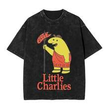 Smiling Friends Cartoon T Shirts Hip Hop Washed 100% Cotton Harajuku T-Shirts Vintage For Men Women Streetwear - 黑色 - 查看 1