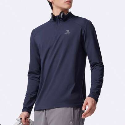 CAMEL CROWN Outdoor Sports Quick-Drying Thin Fleece Stand-Collar Long-Sleeved T-Shirt For Women And Men's Training And Running Tops
