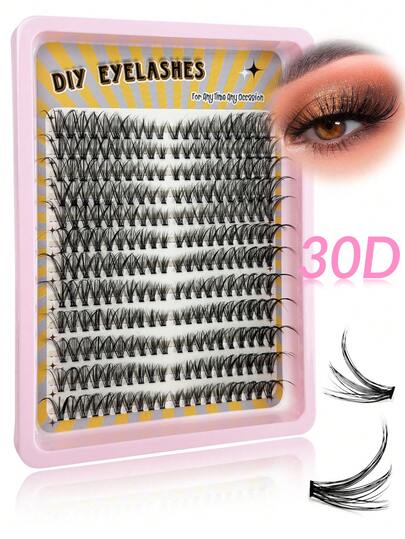 Hinarin 240 Pcs D Curl Individual Lashes 30D Wispy Segmented Lashes Mix 8 - 16 Mm In Length C Curly Lashes Easy Make Up Big Eyes Secret Lashes Flash Prelashes Lash Clusters,Eye Lash Clusters,Individual Eyelashes,Lashes,Fake Lashes