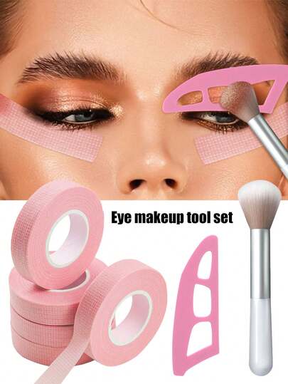 [Eye Makeup Kit] Beginner's Eye Makeup Assistant Set, Includes Professional Eyeshadow Brush, Eyeshadow Tools, Eyeshadow Tape, Quick Makeup Template And Eyeshadow Mold, Flocked False Eyelashes Auxiliary Isolation Non-Woven Tape Eyelash Beauty Tape, Affordable, Practical, High-Quality, Convenient Makeup Tools, Easily Create Beautiful Makeup, Designed For Female Beginners, Easily Achieve Professional Makeup Effects, Simple And Easy To Use