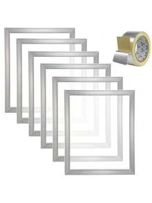 Screen Printing Kit 6 Pieces Aluminum Silk Screen Printing Frames 18x20inch Silk Screen Printing Frame With 160 Count Mesh, High Tension Nylon Mesh And Sealing Tape For T-Shirts DIY Printing - Silver - View 8