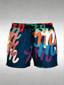 Men's Statement Print Shorts Fashion Designer Patterned Casual Daily Wear Shorts - Multicolor - View 1