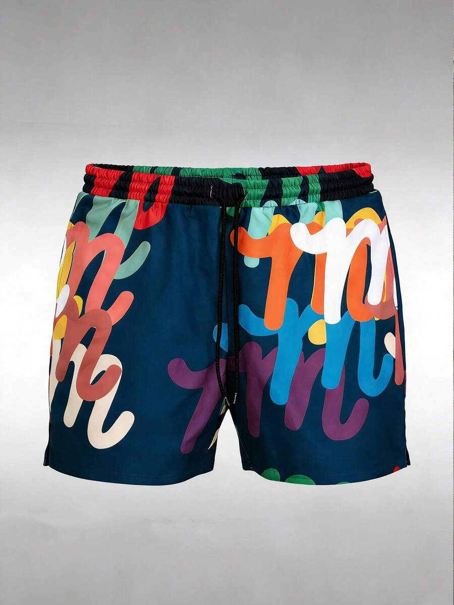 Men's Statement Print Shorts Fashion Designer Patterned Casual Daily Wear Shorts - Multicolor - View 1