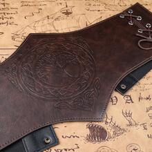 Medieval Corset Belt For Ren Faire - Women's Faux Leather Underbust Cincher, Adjustable Wide Belt For Renaissance Roleplay & Costume - Nâu đậm - Xem 4