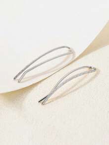 1对简约耳钉，女士款，适合派对、订婚、周年纪念、情人节等场合佩戴。 - 銀色 - 查看 3