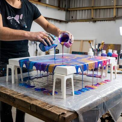 Bộ 4 giá đỡ nâng tranh cho kỹ thuật đổ màu acrylic, giá đỡ sơn xếp chồng được cho nghệ thuật vẽ tranh lỏng, dụng cụ vẽ tranh trên vải.