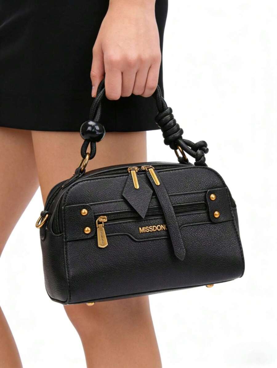 Boston Tote Pillow Bag, New Style, Super Soft, Large Capacity, Crossbody, Women's Bag - màu đen - Xem 1