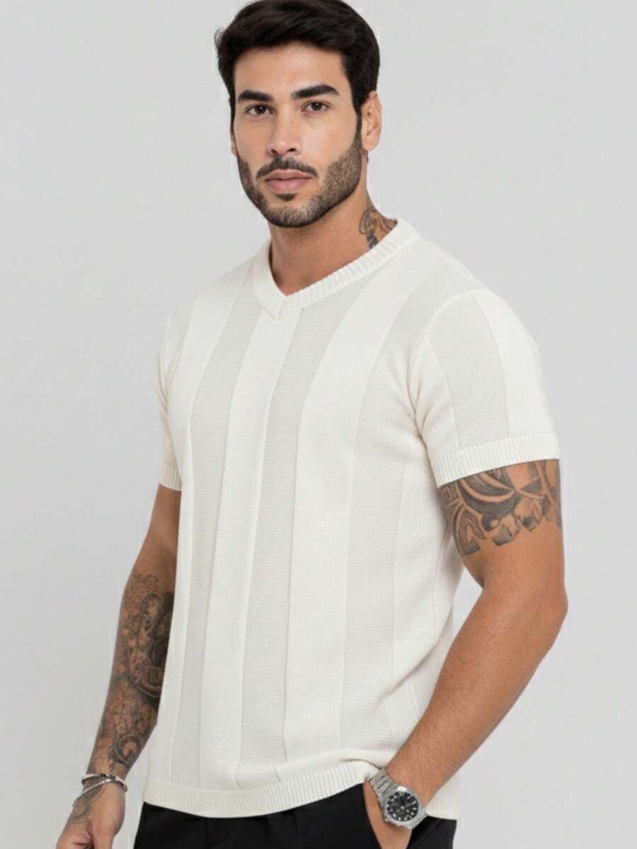 TRICOT DE LUXO Camiseta tricot gola polo masculino leve texturizado alta qualidade Primavera verão outono qualidade premium