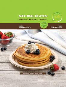 50/100/150pcs Brown/White Round Paper Plates, 100% Compostable, Sugarcane Plates, BPI Certified Bagasse Tableware, Suitable For Daily Meals, Parties, Weddings, BBQs - Brown - View 8