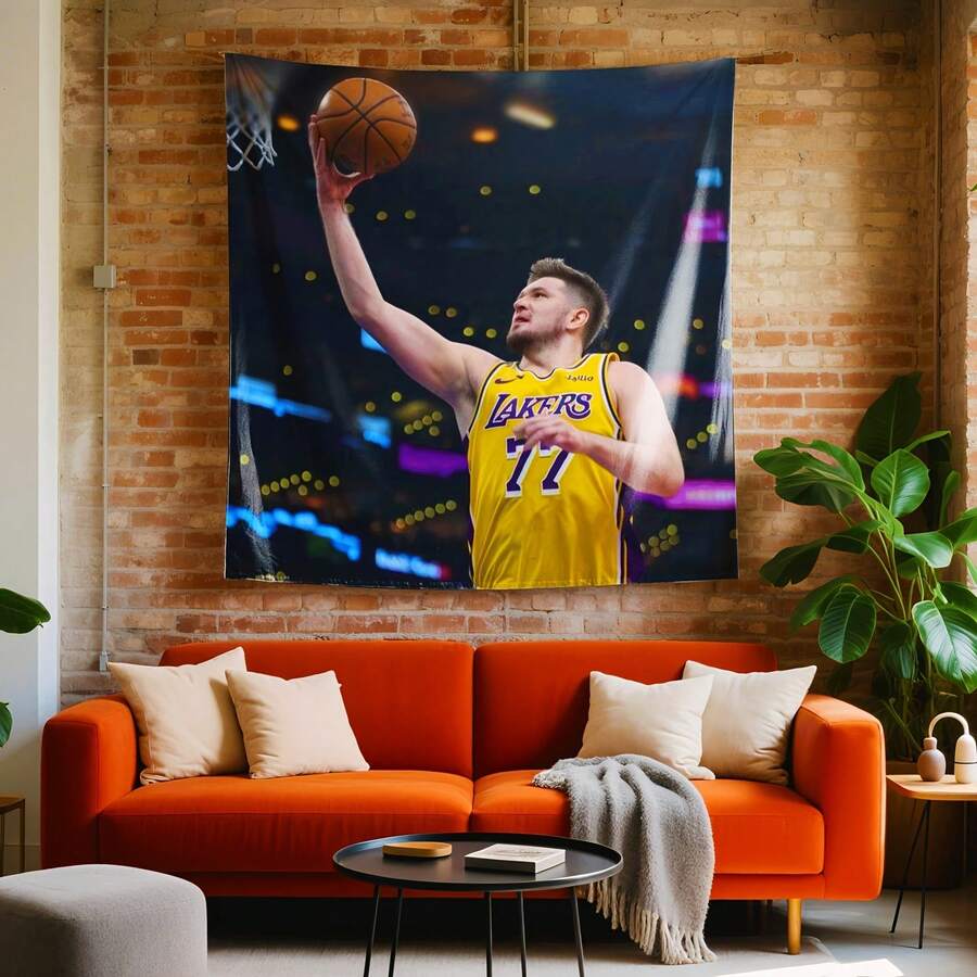 1Pc Luka Doncic Dallas Mavericks Basketball Player Tapestry Wall Hanging With Accessories, Sports Fanatic Wall Tapestry For Bedroom Home Dormitory Wall Decor Gift - 1PC - 查看 1