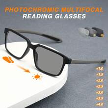 1pc Sports-Style Photochromic Multifocal Reading Glasses, 2-In-1 Progressive Lens With Light-Sensitive Tinting, Ultra-Light Frame With Minimalist Bicolor Non-Slip Temples Design, Suitable For Indoor/Outdoor, Office, Leisure & Reading - Red and Black - View 6