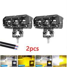 2pcs 80w Dual Color LED Auxiliary Lights For Car Motorcycle, 3 Eye Throw Lights - A - View 2