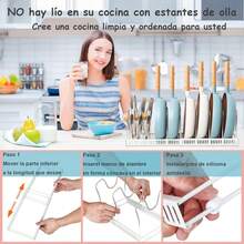 Organizador de Sartenes y Ollas, Estante de Ollas De Sartenes Extensible Para Armario, Soporte Para Ollas Con 10 Compartimentos - Ver 6