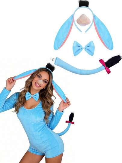 Adult Donkey Role-Playing Costume Accessories, Donkey Tail Ears, Nose Set, Halloween Accessory Set. Adult Donkey Role-Playing Is Suitable For Stage Performances, Daily Costumes, Role-Playing, Halloween, Easter, Carnival, Thanksgiving, Photography, Streetwear, Etc. It Is A Perfect Gift Choice.