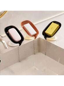 Suction Cup Soap Dish, Double-Layer Drainage Suction Cup Soap Holder, Bathroom Countertop Soap Rack, Oval Plastic Soap Dish With Drainage, Suitable For Bathroom, Removable And Easy To Clean Soap Tray, Hole-Free Countertop Sink Rack - Soap Box - View 3