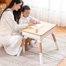 Mesa para Niños y 1 Sillas, Juego de Mesa y Sillas Ajustables en Altura para Niños, 65cmL x 55cmW Mesa de Actividades para Niños y Niñas de 3-8 Años - Blanco - Ver 11