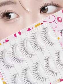 5 Pairs Of Natural Transparent Stem Eyelash Fairy False Eyelash Hand Rib Hair U-Shaped Soft Cartoon Eye - Black - View 2