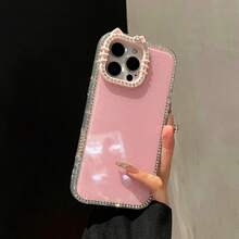 INS Korean Candy Color 3D Ears Phone 17 16 15 14 13 12 Pro Plus Anti-Fall Protective Cover - Hồng - Xem 3