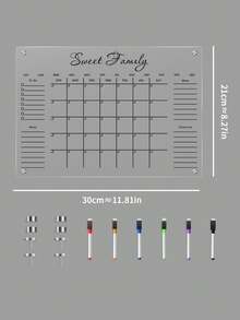 1pc Monthly Planner Magnetic Whiteboard, Transparent Acrylic Magnetic Memo Board For Refrigerator Decor, Back To School - I - View 1