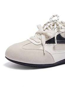 CAMEL CROWN Women's Outdoor Flat Shoes, Comfortable Casual Silver Pearl Lace-Up Ballet Flats For Summer & Autumn - White/Black - View 3