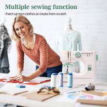Manovix 12 Built-In Stitches, 2-Speed Mini Electric Sewing Machine, Beginner-Friendly Portable Household Sewing & Quilting Machine With Free Arm, Foot Pedal And Basic Sewing Tools Kit, Lightweight For Clothing Repair DIY Quilting Projects, Perfect Christmas Birthday Holiday Gift For Sewing & Craft Enthusiasts - Multicolor - View 11