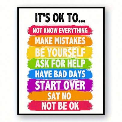 [2D Flat] Positive Affirmation Wall Art Therapy Artwork Poster Canvas Painting, Suitable For A School Counselor's Therapy Office (Frame Not Included).