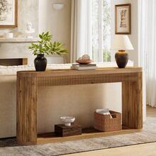 LITTLE TREE 63-Inch Long Console Table, Farmhouse Wooden Sofa Table Behind The Couch, Narrow Entryway Table For Entrance, Hallway, Living Room (Rustic Brown) - Màu be - Xem 1