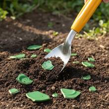 Pequeña paleta de deshierbe de 9 pulgadas con borde dentado, paleta de acero inoxidable para excavar, plantar y aflojar plantas - Ver 6