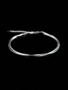 1 Peça Pulseira Delicada de 3 Camadas em Prata 925, Projetada para Meninas e Meninos, Hipoalergênica, Adequada como Presente de Aniversário para Adolescentes de 14+ Anos - Três andares - Visão 4