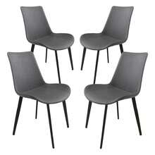 Set de 4 Sillas de Comedor Diseño Elegante con Silla Tapizada en Piel Sintética Para Sala u Oficina Tipo Eames Modernas y Resistentes Color Marrón Gris 48*46cm - Gris - Ver 11
