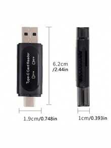 1个USB Micro SD读卡器，4合1 Type-C/USB A转SD/MicroSD/SDXC/SDHC卡适配器，双卡槽存储卡读卡器，适用于PC、手机、平板电脑和其他设备 - 查看 3