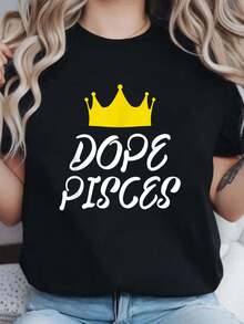 100% Cotton Unisex 1pcs - Dope Pisces Shirt Pisces Zodiac Star Sign T-Shirt - Women's Breathable And Comfortable Round Neck T-Shirt 230g - màu đen - Xem 1