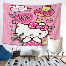 1 tấm tranh treo tường Hello Kitty Kawaii màu hồng của Sanrio | Trang trí nghệ thuật hoạt hình thẩm mỹ cho phòng khách và phòng ngủ, vải polyester khổ lớn làm phông nền trang trí nhà cửa và ký túc xá. - Nhiều màu - Xem 3