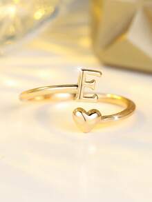 Tsnamer 14K Gold Plated Ring Waterproof Heart Letter Stackable Ring Gift For Women Girlfriend - Ring - View 31