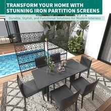 Pantalla de Privacidad Exterior de Metal con Base | Biombo Decorativo Autosoportante 180x116 cm | para Jardín, Terraza, Patio o Balcón | Cerca de Protección y Decoración - Diseño de moneda - Ver 5