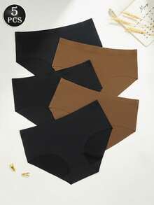 5pcs/Pack Women's Seamless Silky Soft Briefs, Solid Color Comfortable Stretchy Briefs, Suitable For Intimate Wear And Daily Use - Multicolor - View 10