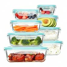8pcs Glass Food Storage Containers With Lids , Glass Meal Prep Containers With Lids, Meal Prep Containers Reusable Glass Glass Lunch Box With Lids Clip Lock Glass Food Containers - View 2